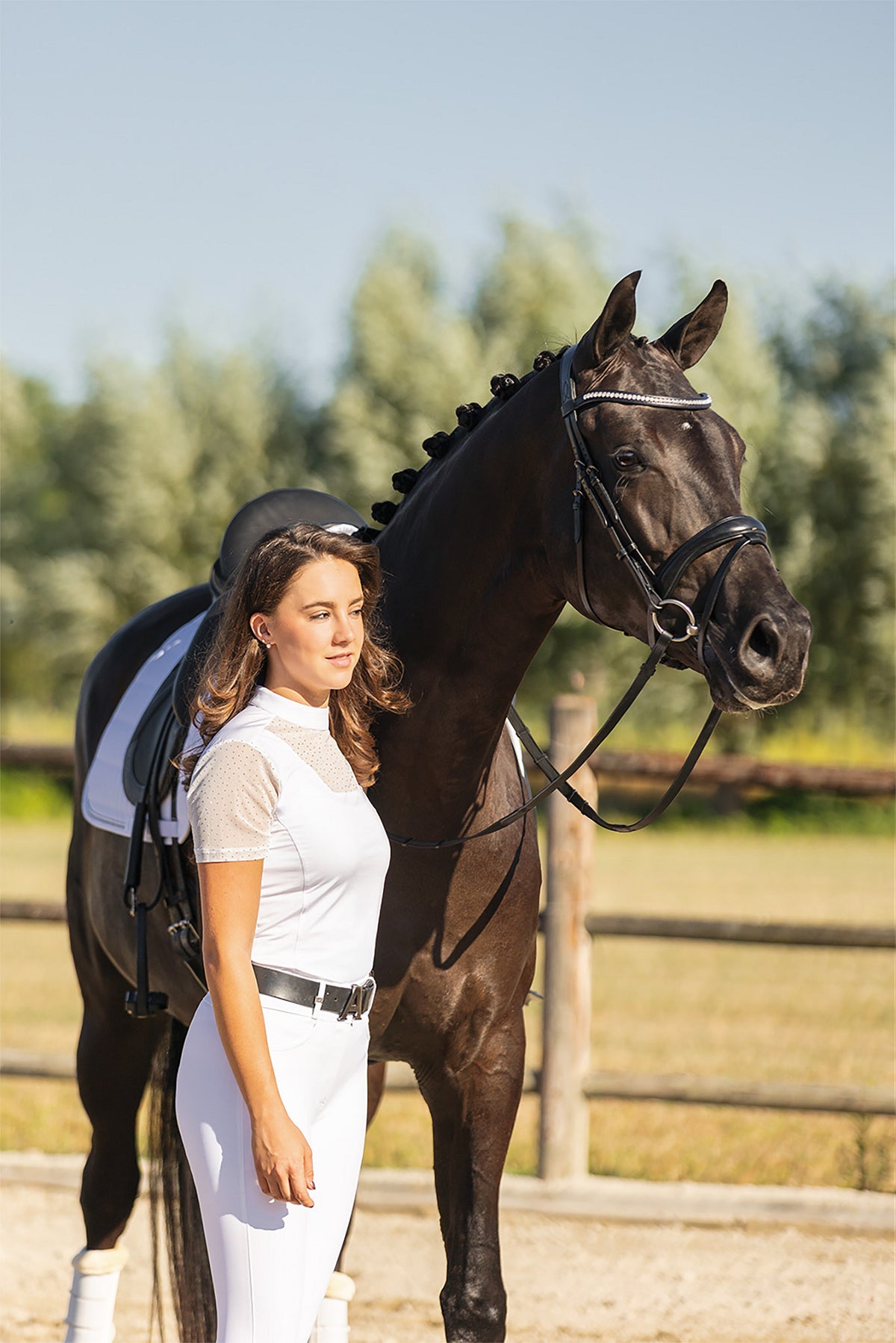 ANKY Prosperous C-Wear ATP26201 Kortärmad tävlingströja, Vit – ryttare med häst