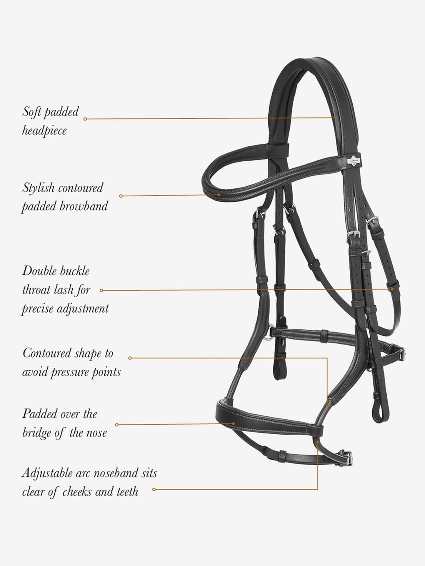 LM Arika Adjustable Anatomic Noseband Bridle Black/Silver