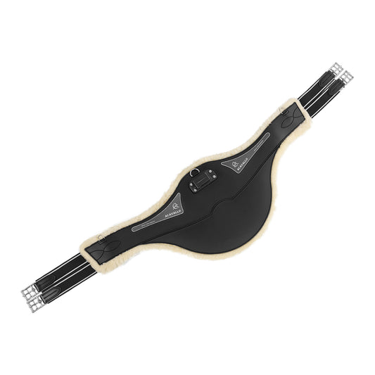 Acavallo Sadelgjord Hopp med Magplatta, Classic Gel &  Avtagbart Syntetiskt Fårskinn, Svart