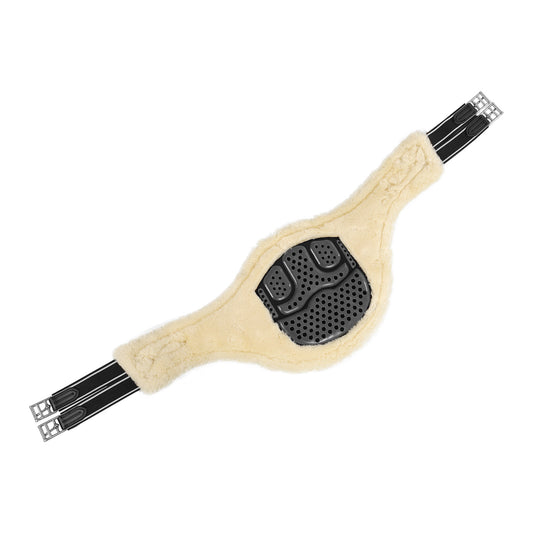 Acavallo Sadelgjord Hopp med Magplatta, Classic Gel &  Avtagbart Syntetiskt Fårskinn, Svart
