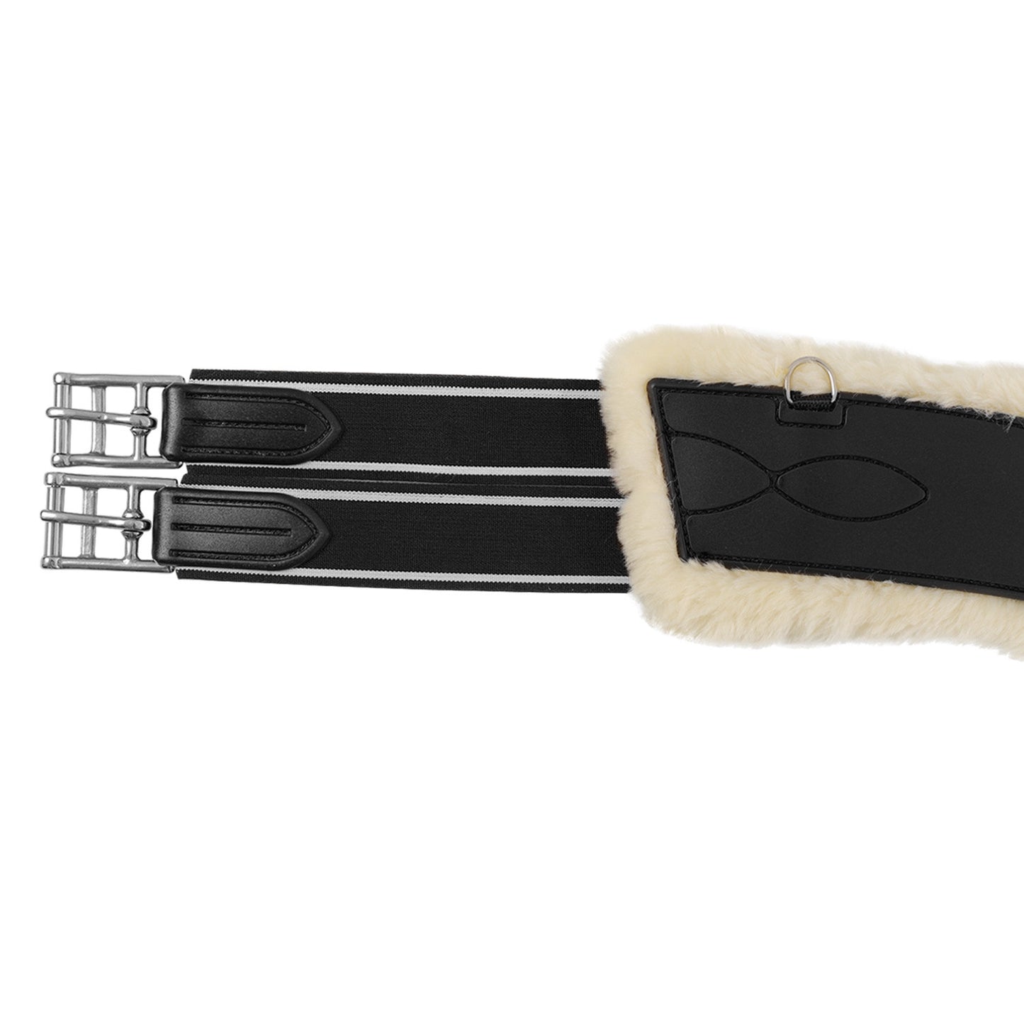 Acavallo Sadelgjord Hopp med Magplatta, Classic Gel &  Avtagbart Syntetiskt Fårskinn, Svart