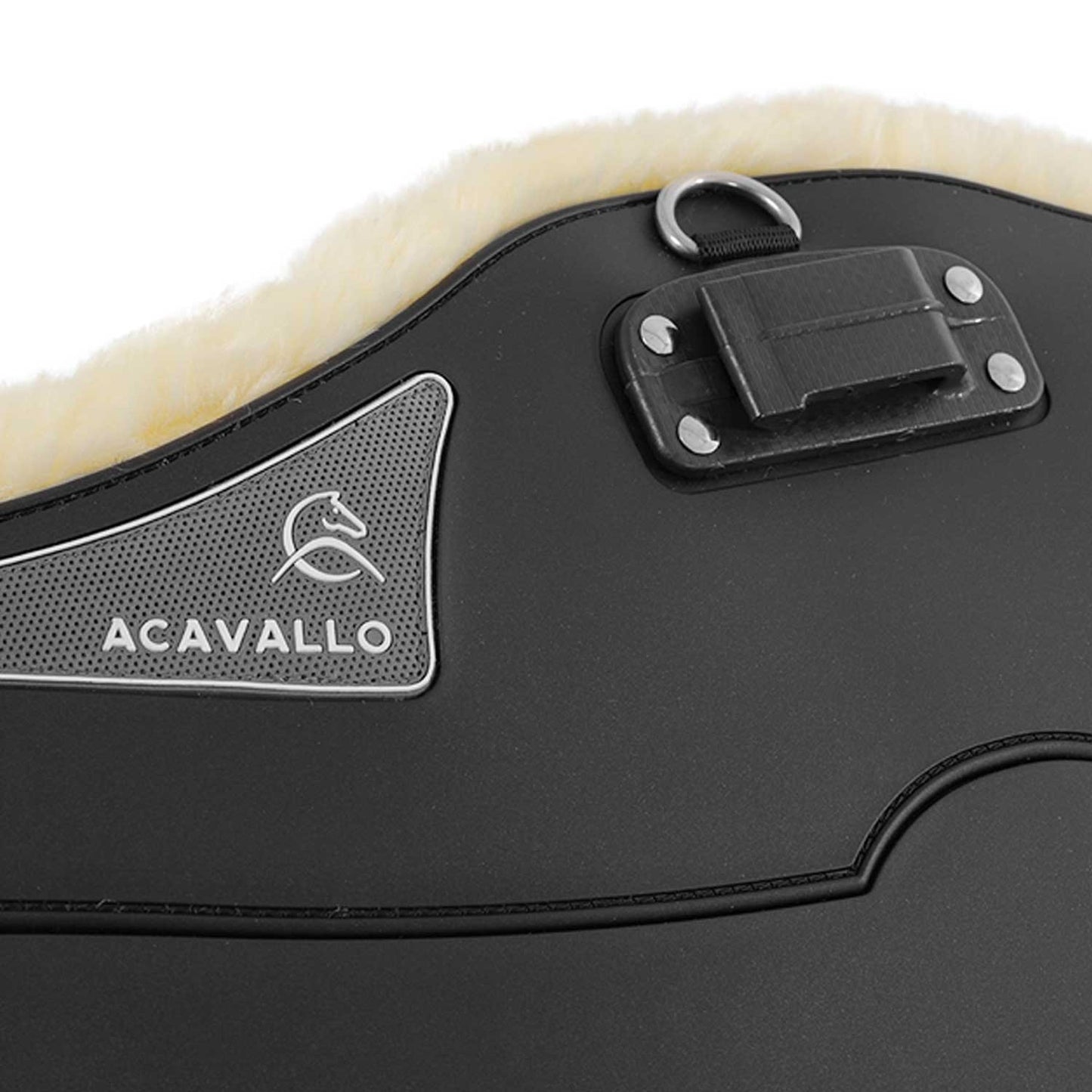 Acavallo Sadelgjord Hopp med Magplatta, Classic Gel &  Avtagbart Syntetiskt Fårskinn, Svart
