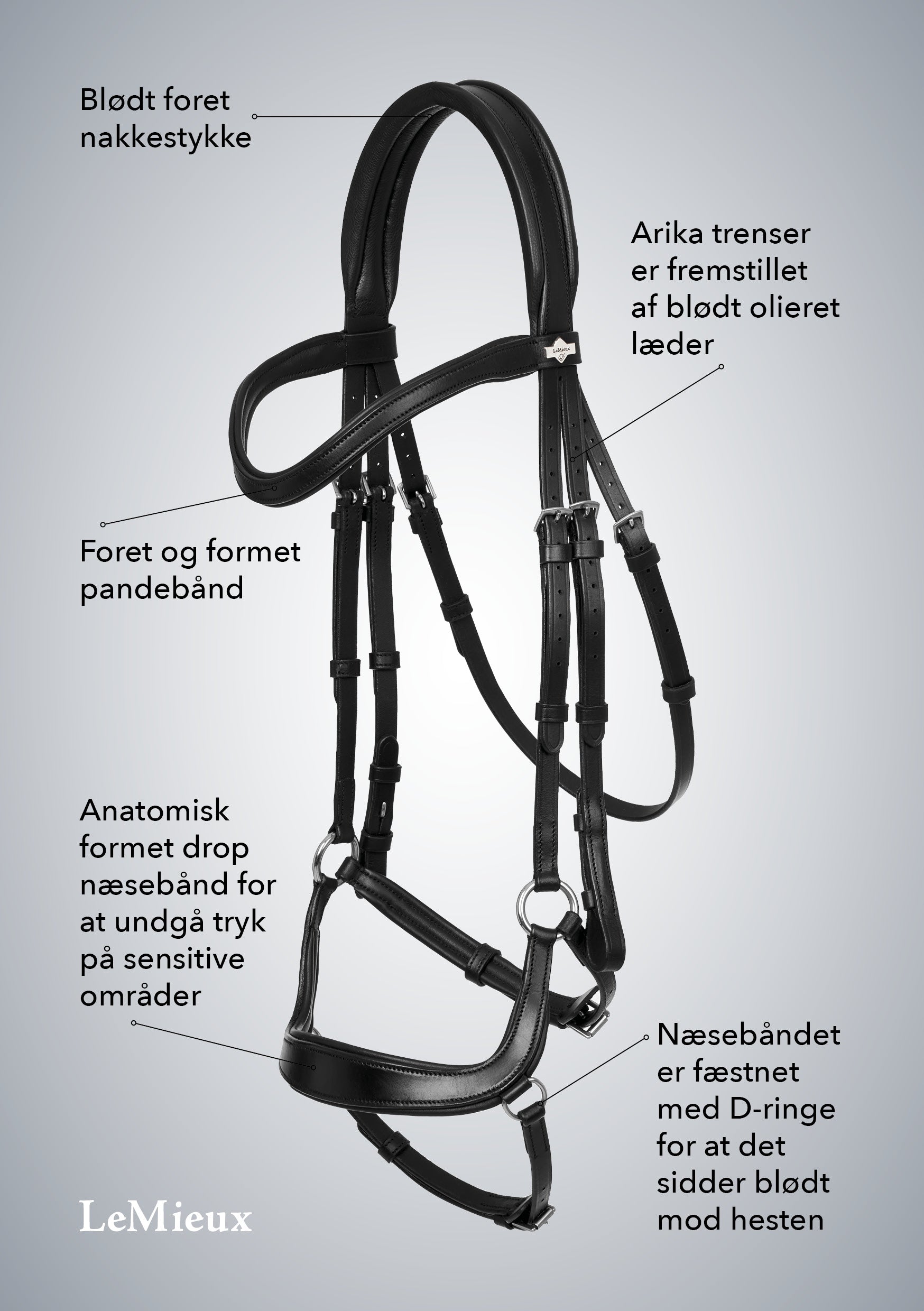 LM Arika Drop Bridle Svart/Silver