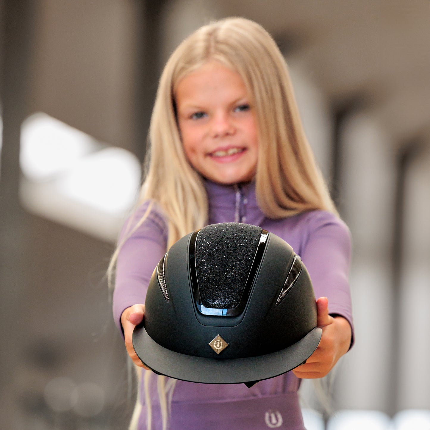 Imperial Riding Ridhjälm IRHOlania Deluxe , Stor skärm, Svart/Glitter