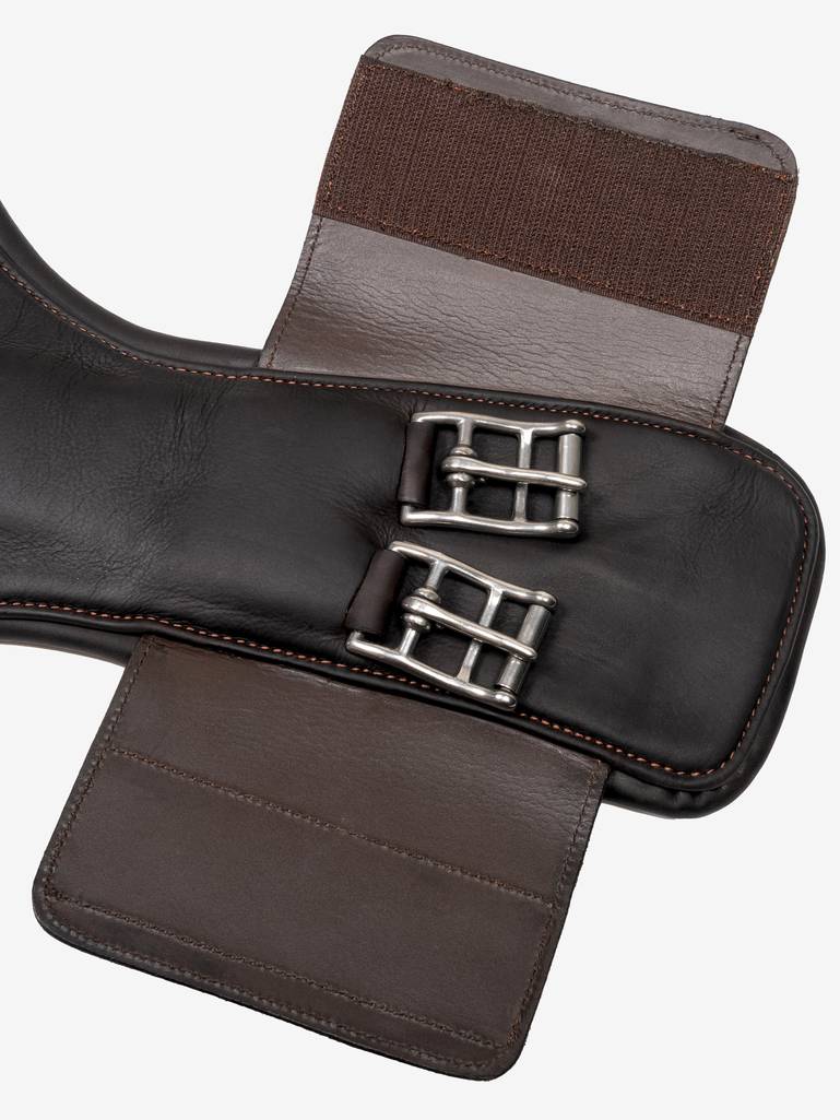 LeMieux Gel-Tek Anatomic Short Stud Kort sadelgjord med magplatta, Brun – bild 3